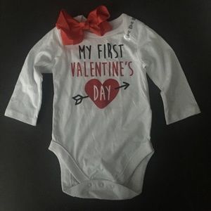 Valentine's Day Onesie + Hair Bow-The Children's Place-New-100% Cotton